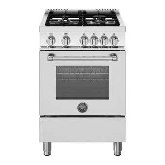 Cuisinière à gaz, 4 Brûleurs, four à gaz, 24 po, acier inoxydable, Bertazzoni MAS244GASXV  Inox 4 bruleurs     Capacité 2.5 pieds cubes   largeur 24 pouces