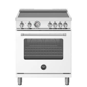 Fresstanding Induction Range, 30 in, 4 Heating Zones, Electric Oven, 4.7 cu.ft, white, Bertazzoni MAS304INMBIV  White  4 Burners     Capacity 4.7 cubic feet   Width 30 inches
