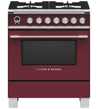 Cuisinière au Gaz de 30 po. Fisher and Paykel 3.5 pi.cu avec 4 brûleurs en Rouge OR30SCG6R1  Rouge 4 bruleurs     Capacité 3.5 pieds cubes   largeur 30 pouces