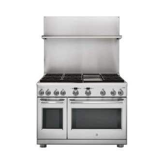 Dosseret Professional, 48 po, hauteur réglable de 30 po à 36 po, avec tablette, GE UXADJB48PSS en Inox présenté par Corbeil Electroménager