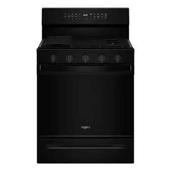 Cuisinière au gaz 30 po autoportante, 5 brûleurs scellés, noir, Whirlpool® WFGS7530RB  Noir 5 bruleurs     Capacité 5.3 pieds cubes   largeur 30 pouces