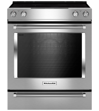Cuisinière 30 Po. Vitrocéramique KitchenAid YKSEG700ESS  Inox 5 bruleurs     Capacité 6.4 pieds cubes 3600 Watts  largeur 30 pouces