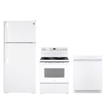 Ensemble d'électroménagers GE pour la cuisine Blanc GTE17DTNRWW-JCB840DVWW-GDT225SGLWW
