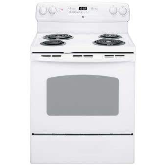 30 in. Coil GE Range 5 cu.ft with 4 burners in White JCBP240DMWW