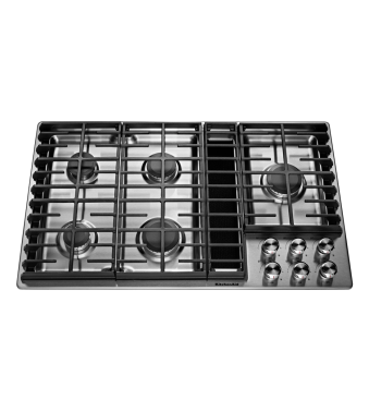 Plaque de cuisson KitchenAid KCGD506GSS avec ventilation intégrée   Bruleur laiton fermé 5 éléments
