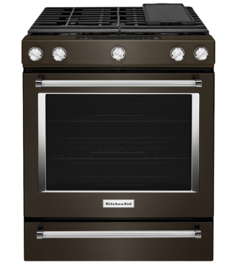 Cuisinière Brûleurs scellés de 30 po. KitchenAid 5.8 pi.cu avec 5 brûleurs en Inox Noir KSGG700EBS  Inox Noir 5 bruleurs     Capacité 5.8 pieds cubes 18 000 Watts  largeur 30 pouces