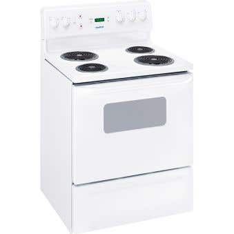 30 in. Coil Moffat Range 5 cu.ft with 4 burners in White MCBS525DNWW