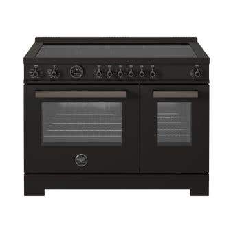 Professional Induction Range, 6 Heating Zones and Cast Iron Griddle, Electric Self-Clean Oven, 48 in, Black, Bertazzoni PRO486IGFEPCAT