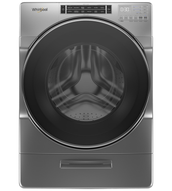 Whirlpool Washer in Chrome Shadow color showcased by Corbeil Electro Store