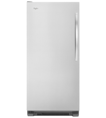 Whirlpool Freezer in Monochromatic Stainless Steel color showcased by Corbeil Electro Store