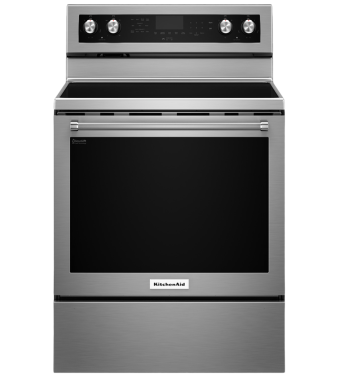 30 in. Ceramic Glass KitchenAid Range 6.4 cu.ft with 5 burners in Stainless YKFEG500ESS