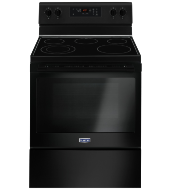 30 in. Ceramic Glass Maytag Range 5.3 cu.ft with 5 burners in Black YMER6600FB