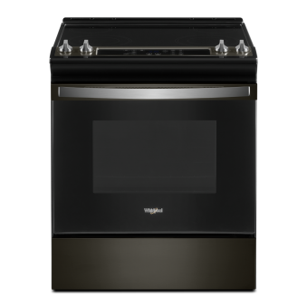 30 in. Ceramic Glass Whirlpool Range 4.8 cu.ft with 4 burners in Black Stainless YWEE515S0LV