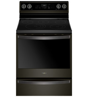 30 in. Ceramic Glass Whirlpool Range 6.4 cu.ft with 5 burners in Black Stainless YWFE975H0HV