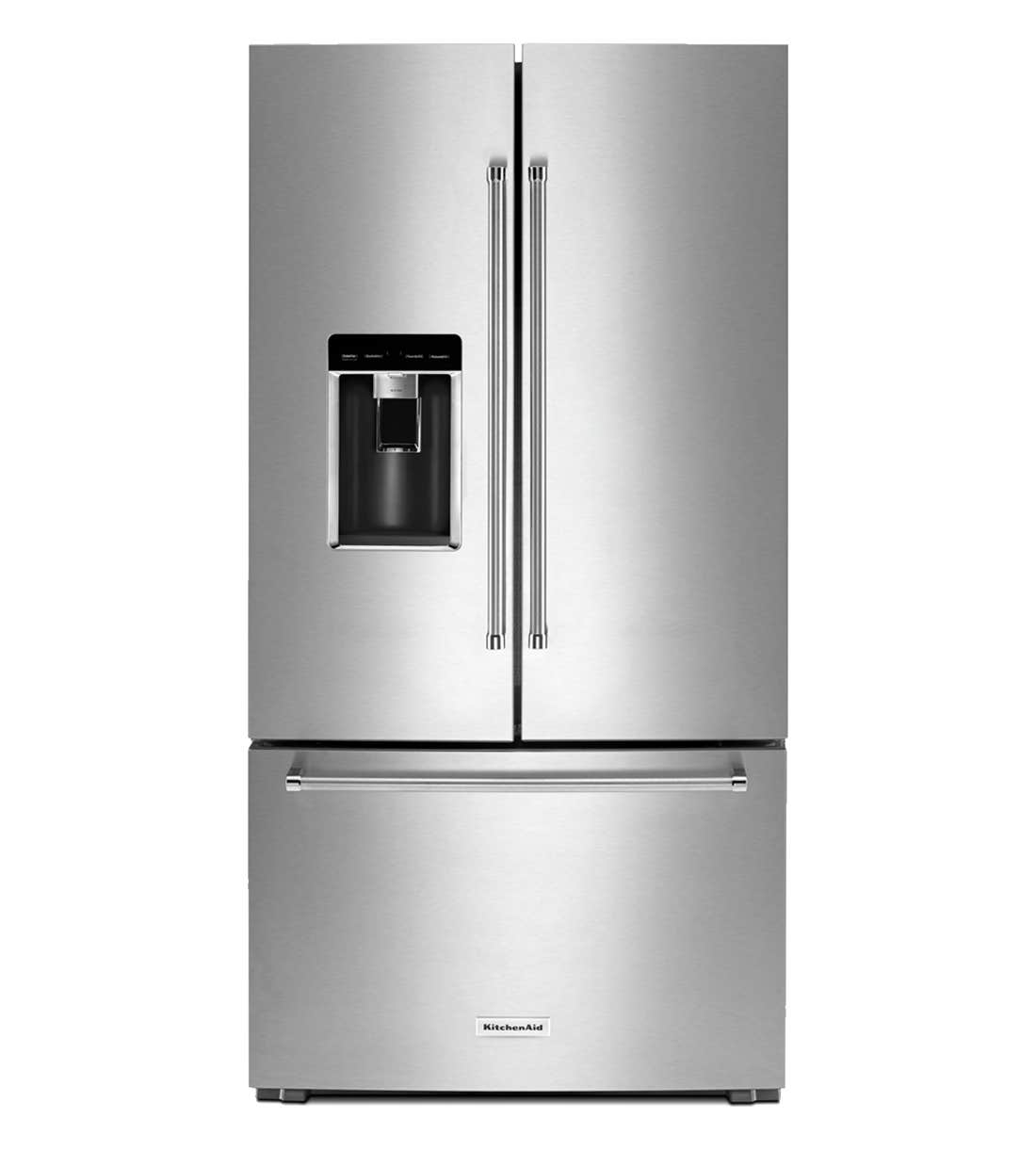 Kitchen Aid Refrigerator in Stainless Steel color showcased by Corbeil Electro Store