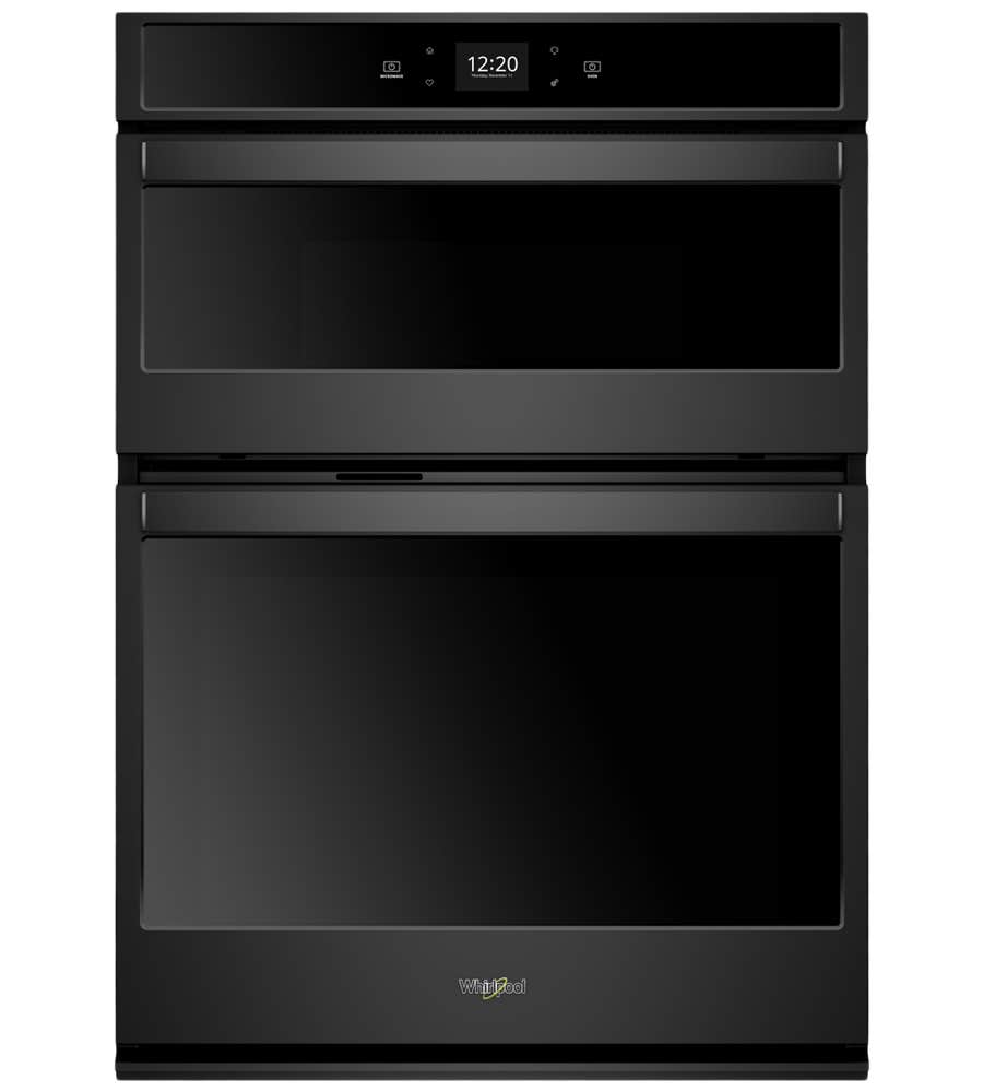 Whirlpool Combination wall oven in Black color showcased by Corbeil Electro Store