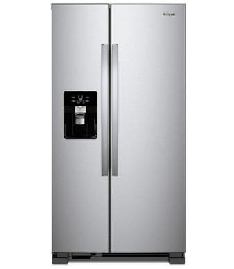 Refrigérateur Whirlpool WRS335SDHM Acier Inoxydable Monochromatique Côte à côte largeur 36 pouces Capacité 24.54 pieds cubes