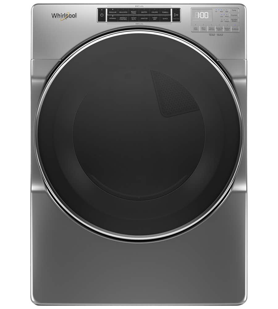 Whirlpool Dryer in Chrome Shadow color showcased by Corbeil Electro Store
