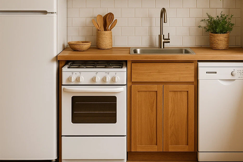 Astuce déco : comment marier des électroménagers blancs avec des matériaux naturels