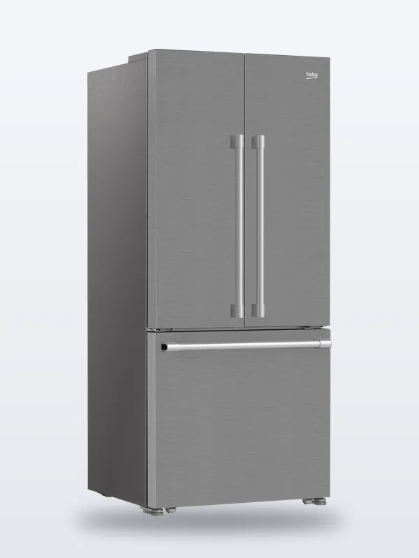 Réfrigérateur Beko à portes françaises profondeur comptoir en acier inoxydable
